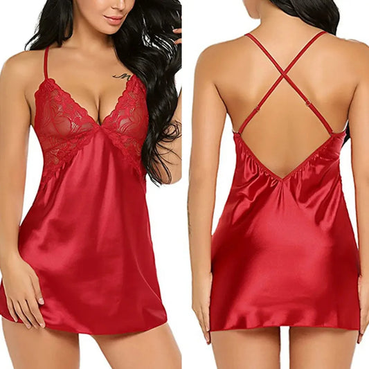 Deep V Back Satin Long Cami Dress
