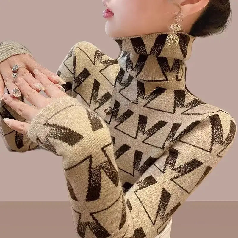 Geometry Knitted Turtleneck Sweater