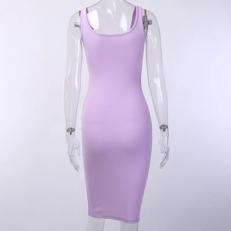 Knitted Elastic Knee-Length Dress