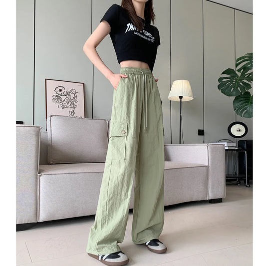 Green High Waist Wide Leg Pants