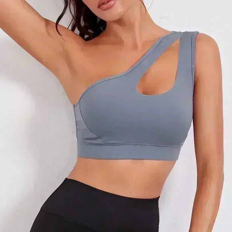 Sexy One-Shoulder Push-Up Sports Bra for Women
