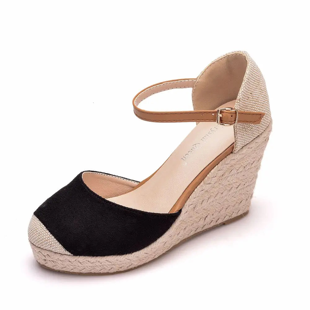 Gold Raffia Wedge Sandals
