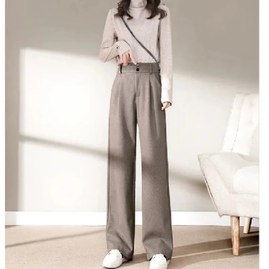 High Waist Straight Trousers