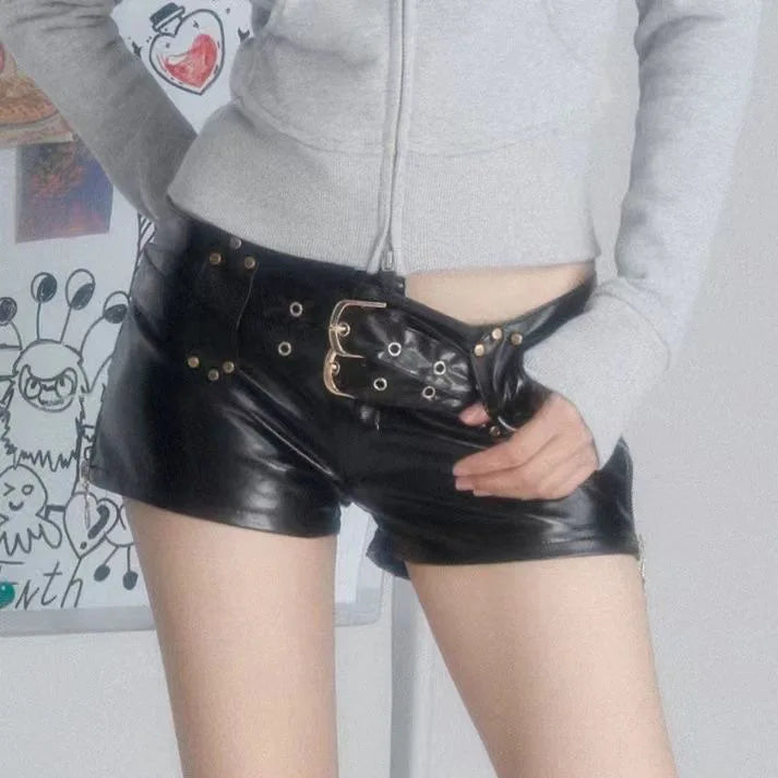 Vintage PU Leather Shorts