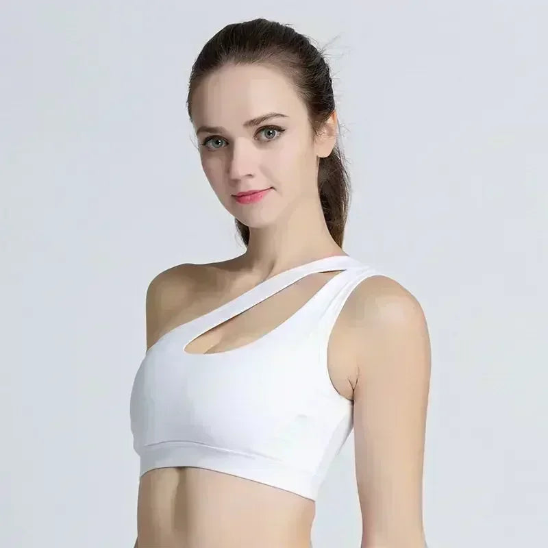 Sexy One-Shoulder Push-Up Sports Bra for Women