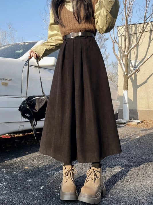 Vintage Corduroy Pleated Skirt