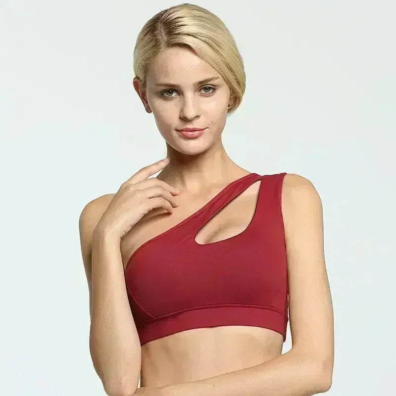 Sexy One-Shoulder Push-Up Sports Bra for Women