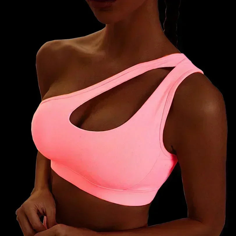 Sexy One-Shoulder Push-Up Sports Bra for Women