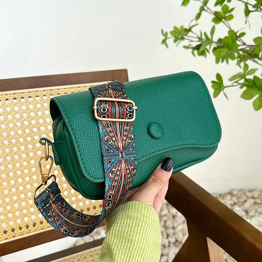 Wide Strap Crossbody Shoulder Bag