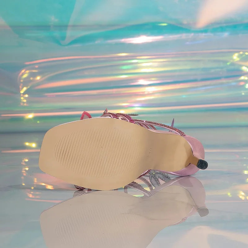 Elegant Crystal Butterfly Stiletto Heels