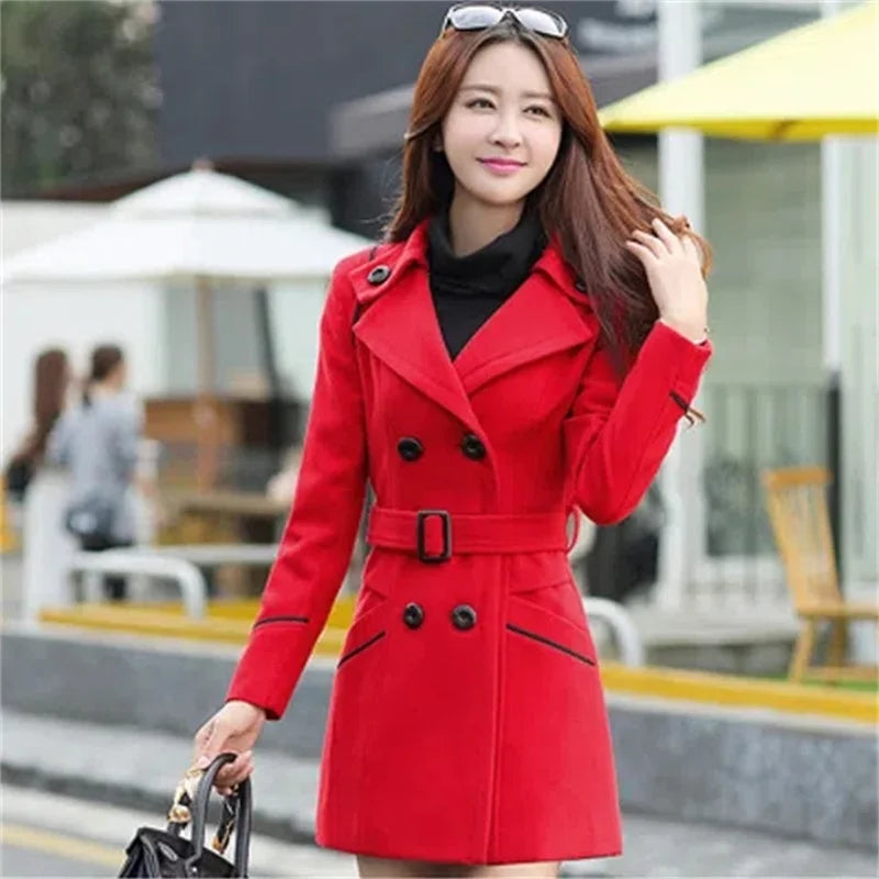 Elegant Office Solid Long Trench Coat