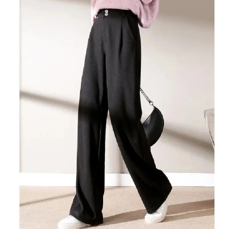 High Waist Straight Trousers
