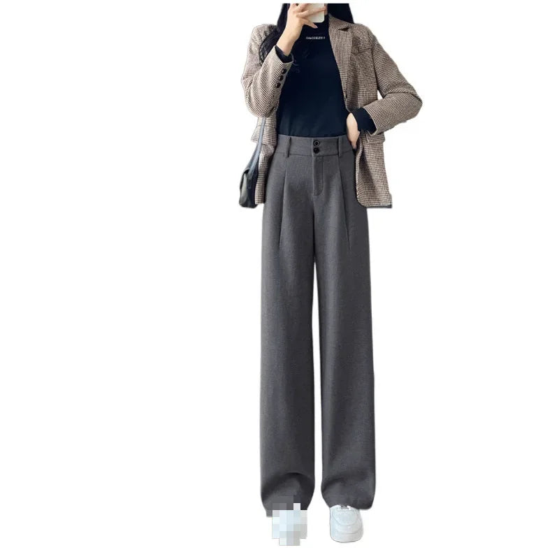 High Waist Straight Trousers