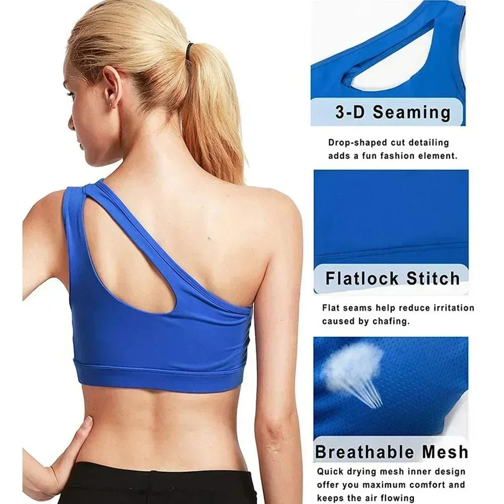 Sexy One-Shoulder Push-Up Sports Bra for Women
