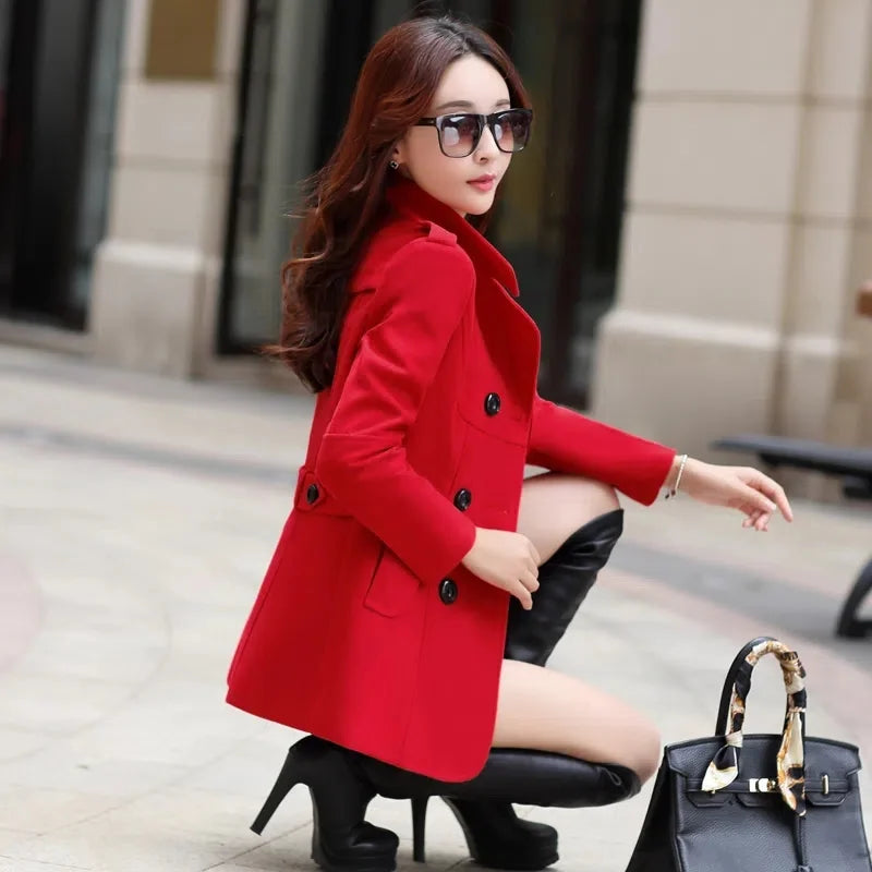 Elegant Office Solid Long Trench Coat