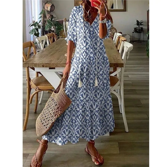 Flower Print Bohemian Dress