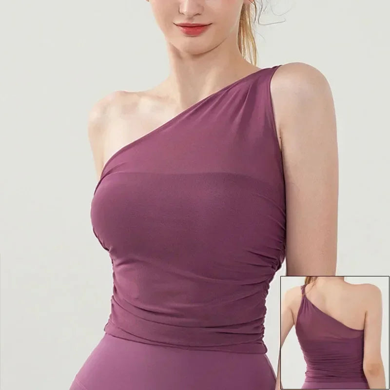 Sexy One-Shoulder Push-Up Sports Bra for Women