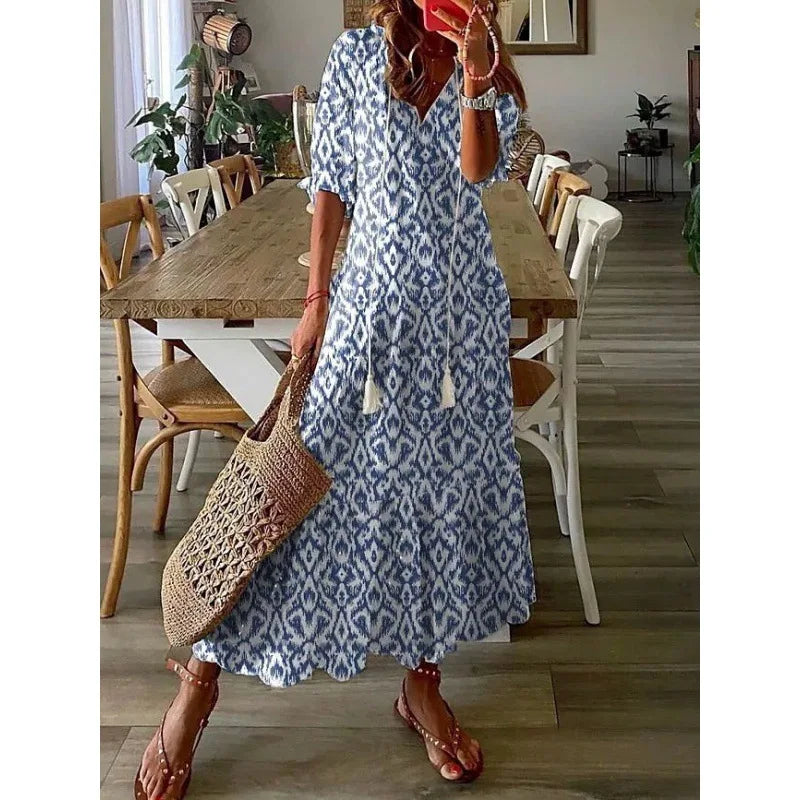 Flower Print Bohemian Dress