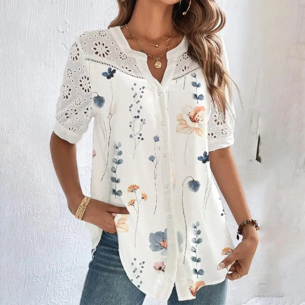 Elegant Lace Casual Blouse for Women