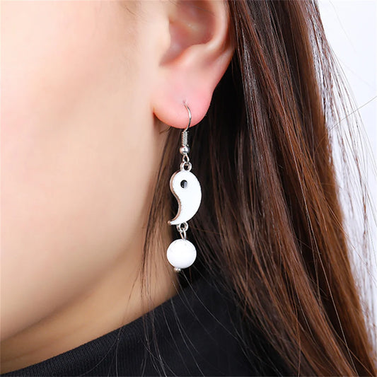 Drip Oil Yin and Yang Drop Earrings