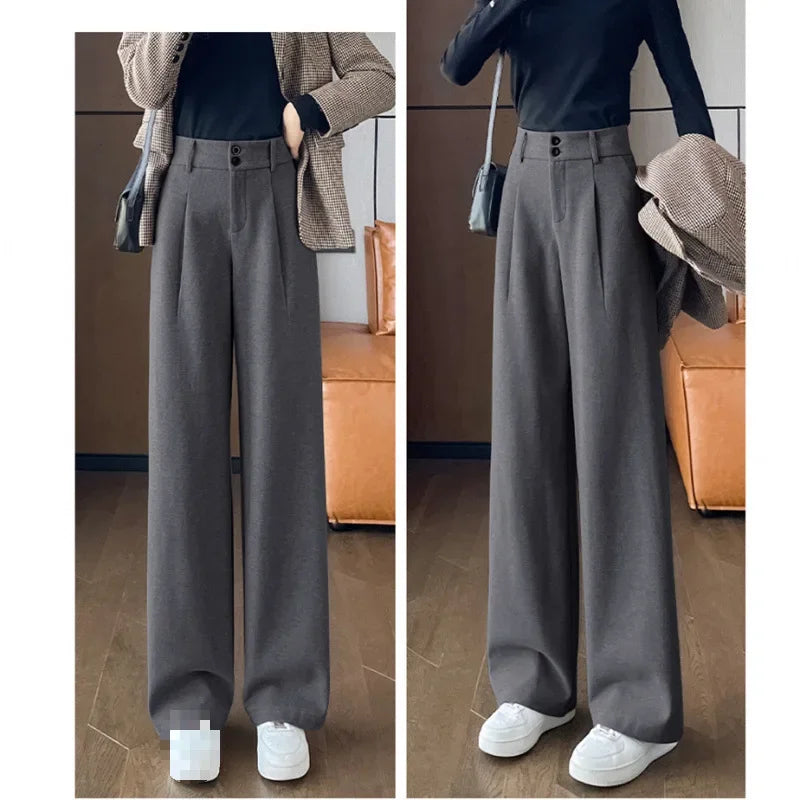 High Waist Straight Trousers