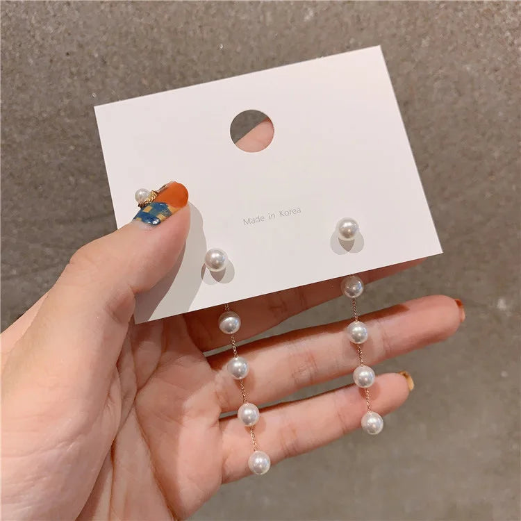 Korean Rhinestone Flower Drop Earrings