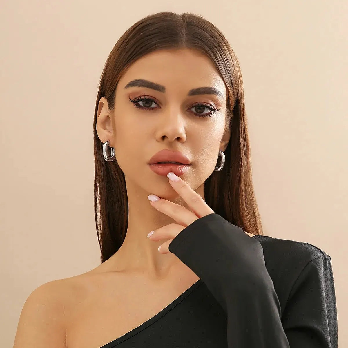 Vintage  Geometric U-Shape Link Drop Earrings