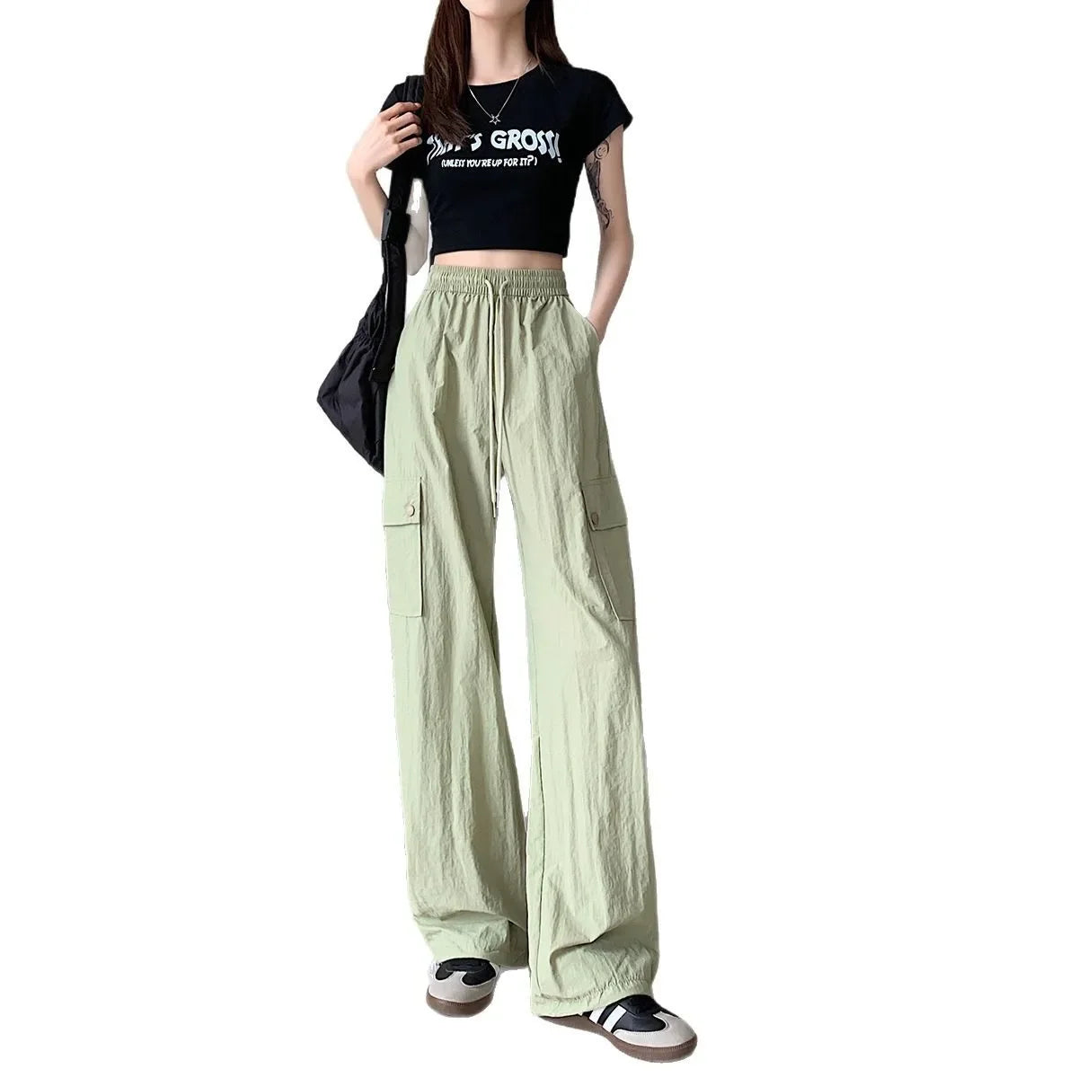 Green High Waist Wide Leg Pants
