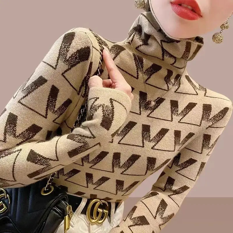 Geometry Knitted Turtleneck Sweater