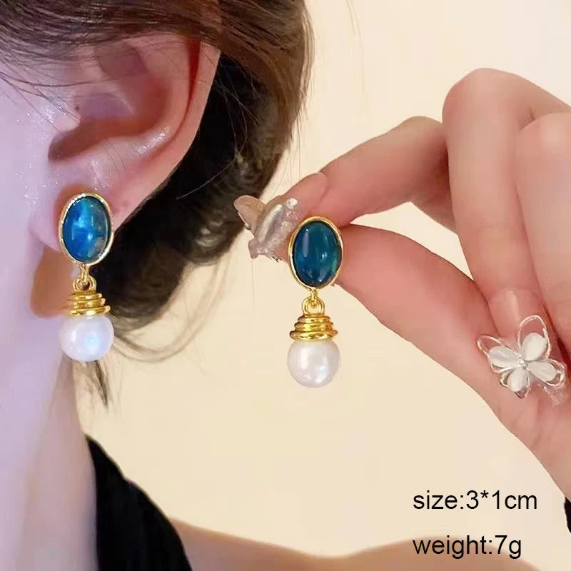 Bohemian Blue Geometric Earrings