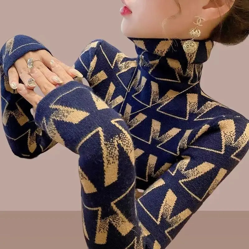 Geometry Knitted Turtleneck Sweater